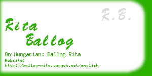 rita ballog business card